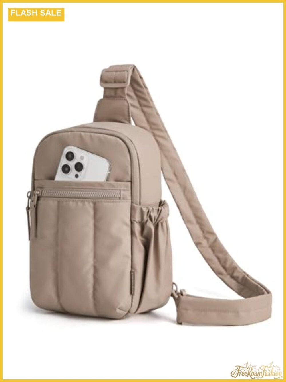 Quilted Puffer Crossbody Sling Bag Water-Resistant Adjustable Strap